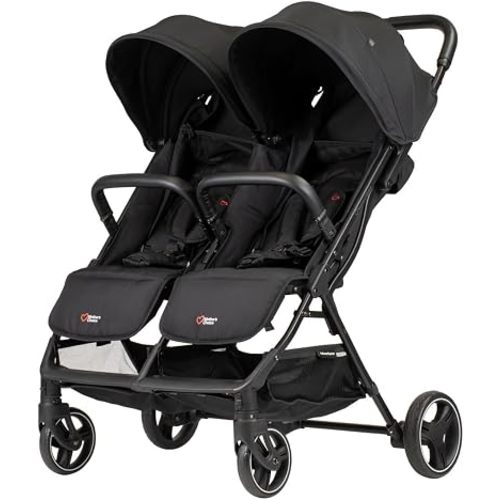 Mother's Choice Adventurer Side-by-Side Double Stroller for Twins & Siblings – Lightweight, Slim 79cm Frame, Lay-Flat Seats, UPF50+ Canopy, Large Storage Baskets, Newborn to 22kg