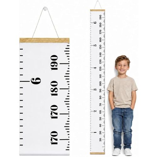 PandaEar Baby Height Growth Chart Ruler| Kids Boys Girls | Removable Wall Decor Measurement 79" x 7.9" (White)