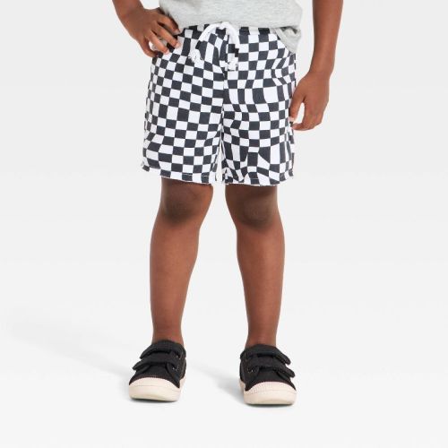 Grayson Mini Toddler Boys' French Terry Checkered Shorts - White 4T