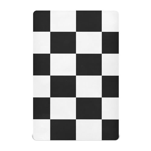 Crib Sheet Breathable Soft Crib Mattress Sheet for Baby Toddler Boys Girls Fitted Crib Sheet Fit Standard Crib Mattress 52 x 28 Inch Checkered Black and White