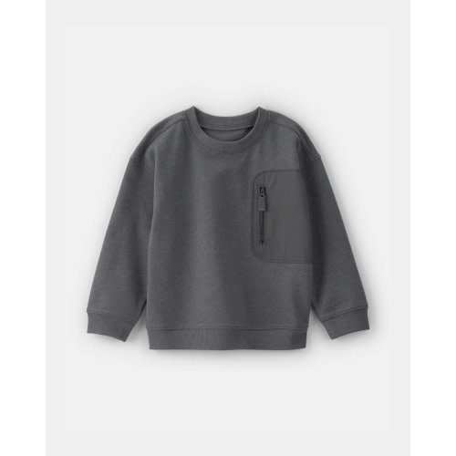 Toddler Boy French Terry Zipper Pullover Sweatshirt - Grey | Carter's