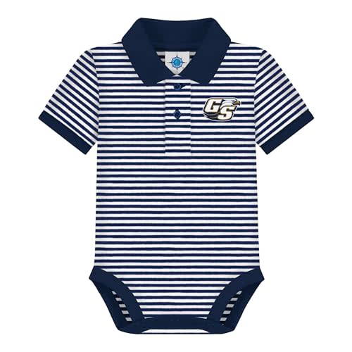 Creative Knitwear College Baby Striped Polo Bodysuit - Team Logo, Multiple Colors, for Boys & Girls (0-12 Months)