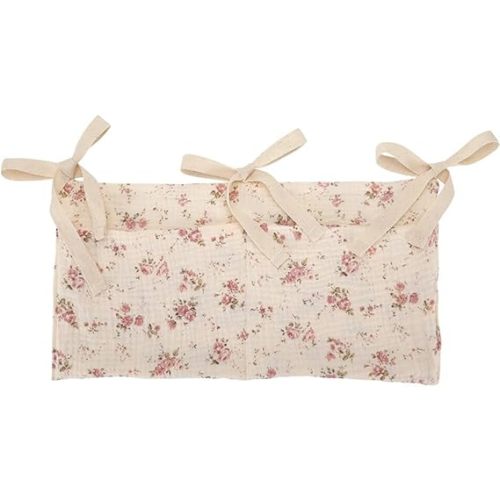 Baby Crib Pocket with Straps Hanging Baby Diaper Caddy Organizer, Diaper Stacker Classified Storage Bag Organizer for Nursery Diapers Wipes Baby Essentials (Light Beige)