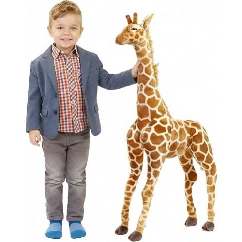 Meooeck 31.5 Inch Giant Giraffe Stuffed Animal, Large Plush Toy for Kids Lifelike Standing Toys Stuffed Tall Giraffe for Birthday, Nursery Home Decor