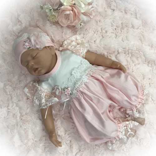 Newborn Baby Girl Romper, Pink Lace Ruffle Cotton Outfit