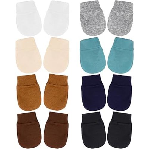 BQUBO Newborn Infant Toddler Mittens No Scratch Cotton Elastic Wrist Gloves Hypoallergenic for 0-6 Months Baby Boys Girls