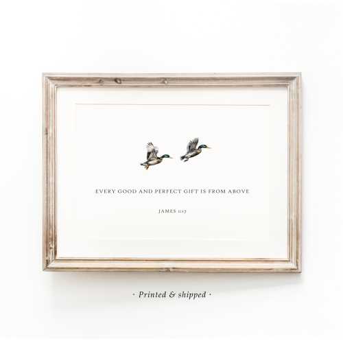 James 1:17 Every good and perfect gift is from above, duck bible verse print, woodland boys room, Nursery bible verse wall art, boys nursery