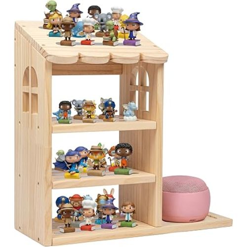 Upgrade Shelf for Tonie Box, Compatible with Toniesbox 1/2 Tonies Magentic Wall Shelf for Creative Tonies Figures Characters, Wooden Storage Shelves for Playroom, Wall-Mounted & Desktop Placement