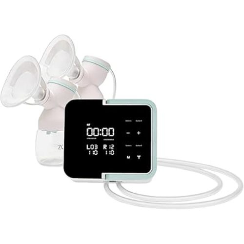 Zomee Mother's Nature™ H1 Hospital Grade Breast Pump, Double Electric Dual Motor, Independent Control Suction & Speed, 3 Modes, 12 Levels, Biomimicking Technology, 300mmHg, 2 Flange Sizes, 6oz Bottles