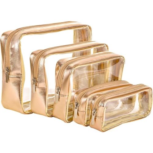 TSA Approved 5-Piece Diaper Bag Organizer Pouch Set Clear Waterproof TPU Kids Toiletry Storage Set Travel Packing Clutch Cube Bags for Baby Nursing