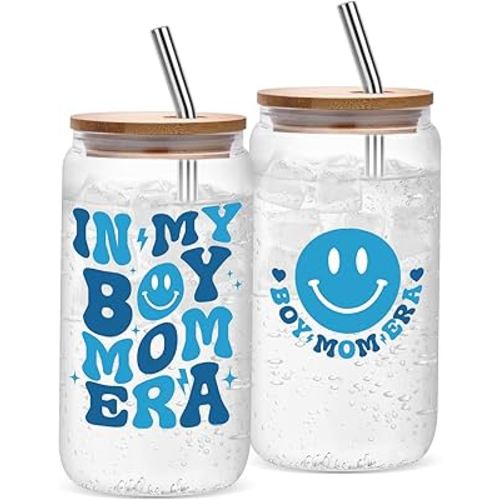 Boy Mom Gifts, Mom Birthday Christmas Gifts from Son, First Mothers Day, Pregnant New Mama, Mommy To Be, Baby Shower - 16 Oz Women Cup Can Glass