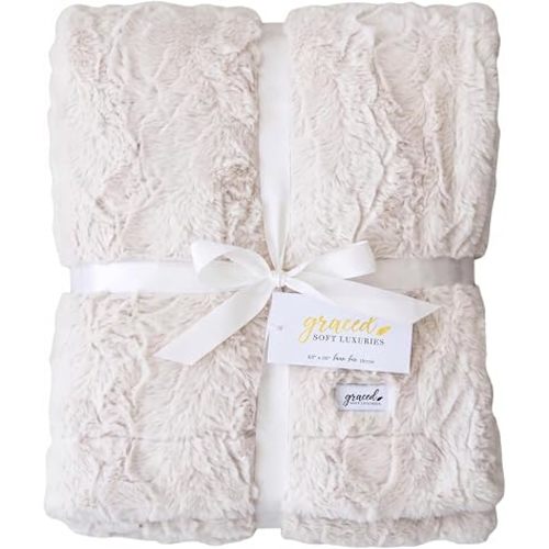 GRACED SOFT LUXURIES Faux Fur Throw Blanket Soft Ivory XL 60x80