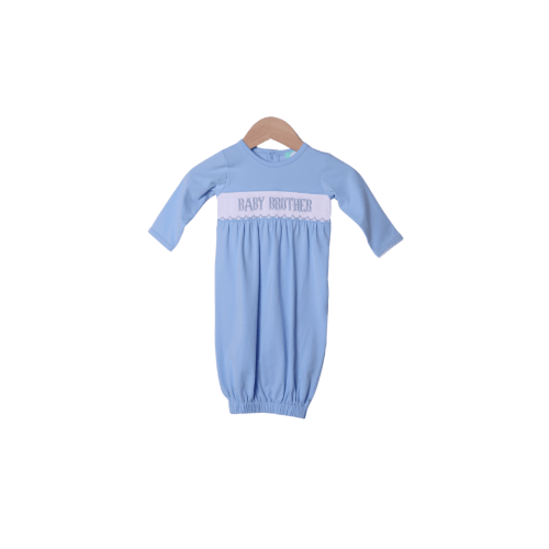 Smocked Baby Brother Blue Gown