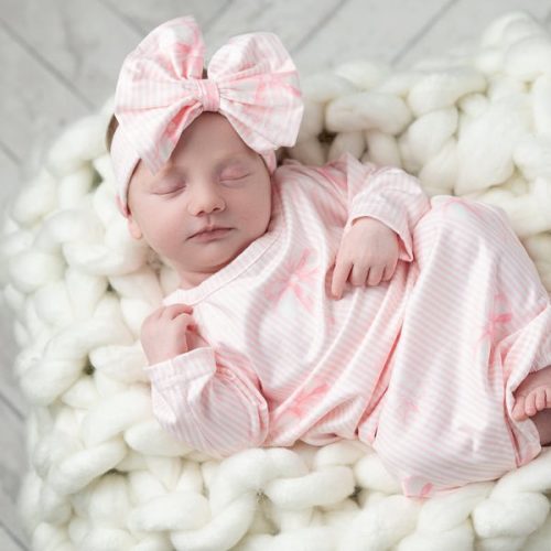 Pink Bows Baby Gown