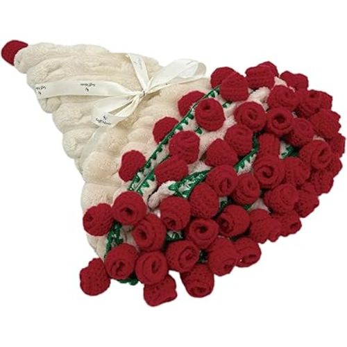 Flowers Bouquet Blanket, Plush Flannel Rose Bouquet Throw Blankets Gifts for Mother's Day, Birthday, Valentine'Day, Home Decor, Bed, Sofa (39 Inches)