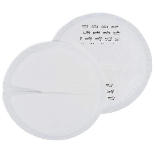 Motif Medical Disposable Nursing Pads for Women - Breathable Breast Milk Pads w/Adhesive Strips - Individually Wrapped, Contoured Nursing Breast Pads - Nipple Covers for Breastfeeding (Pack of 60)
