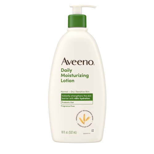 Aveeno Daily Moisturizing Body Lotion and Facial Moisturizer for Face, Body and Dry Skin, 18 fl oz