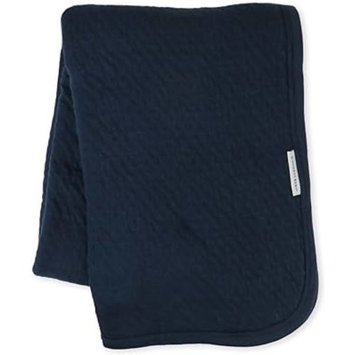 HonestBaby Matelasse Reversible Receiving Blanket 100% Organic Cotton for Baby Boys, Girls, Navy, One Size