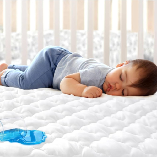 Mini Crib Mattress Protector Sheets Fitted Waterproof Mini Crib Mattress Pad Cover, Noiseless & Machine Wash 100% Absorbent Mattress Protector Sheet Quilted, White, 38" x 24"