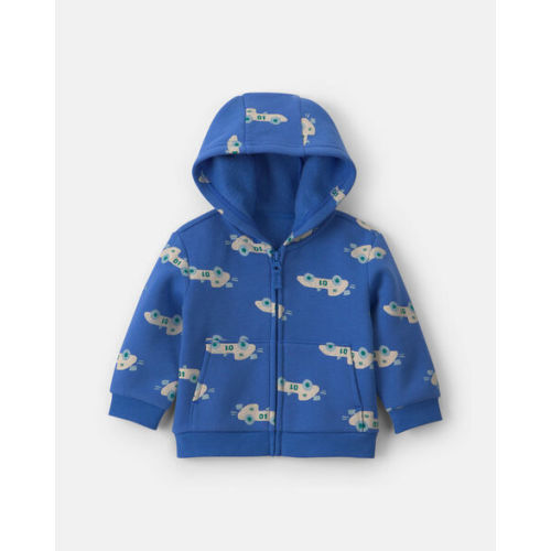 Baby Boy Racecar Fleece Zip-Up Hoodie - Blue | Carter's