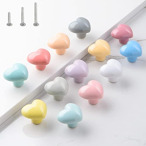 Ceramic Knobs Heart Shape Cabinet Dresser Pulls Door Handle 15 PCS