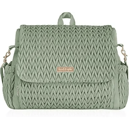 Hannah & Sophia Belle Convertible Baby Diaper Backpack & Bag in Sage Green, Large Size, Dual Sided Water Resistant Changing Mat Included, Detachable Shoulder Straps, Easy To Use