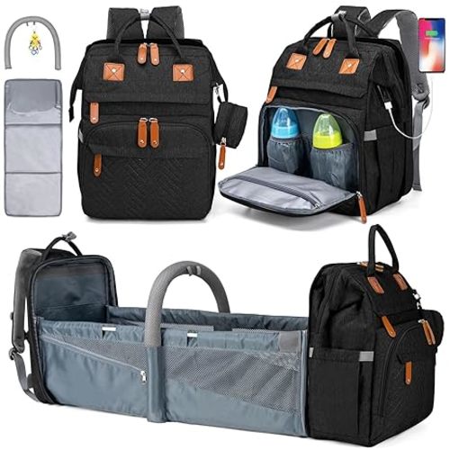 Diaper Bag Backpack with Detachable Changing Station, Large Capacity Baby Diaper Bags for Boys & Girls, Baby Registry Search Stuff & Shower Gifts, Newborn Essentials Must Haves, Grey