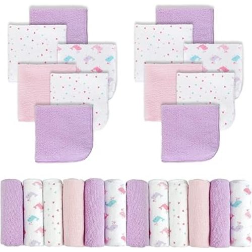 Viviland Baby Washcloths, Soft 24 Pack Baby Wash Cloths Unisex for Boys Girls, Super Absorbent Baby Face Towel Gentle on Sensitive Skin, Wash Clothes for Baby Face & Body, 9''x 9''