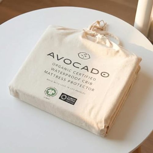 Avocado Organic Waterproof Crib Mattress Protector, GOTS Certified Organic, Tested for PFAS, Machine Washable Fitted Crib Pad Cover, Noiseless, No Vinyl, PVC or Phthalates, Fits Standard Crib
