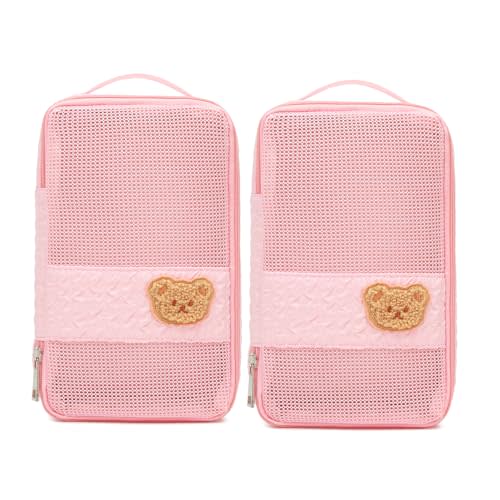 Diaper Bag Organizer Pouches - 2 Pack, Small Diaper Bag Mini Purse, Travel Baby Bag for Boys & Girls, Pink