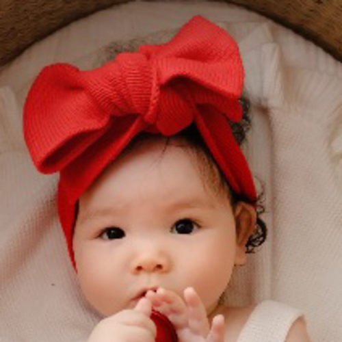 Cotton Oversized Baby Headwrap - Pure Knitted Christmas Topknot - Red – Before & Ever