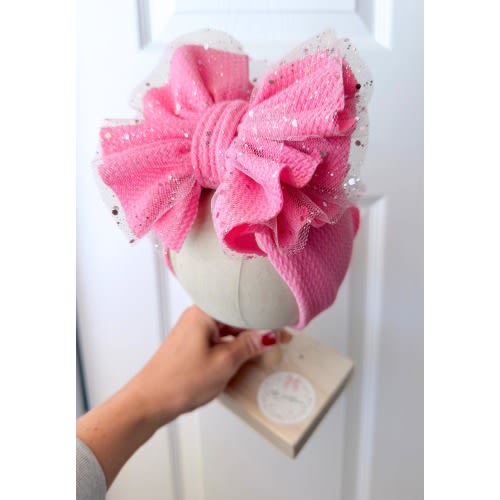 Shredded glitter hair bow | sparkle fabric bow, valentine headwrap