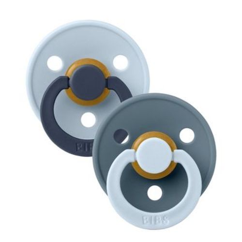 Bibs Studio Colour Fusion Latex Pacifiers 6-18m, Size 2 - Baby Blue/Petrol Mix - 2pk: BPA-Free, Phthalate-Free