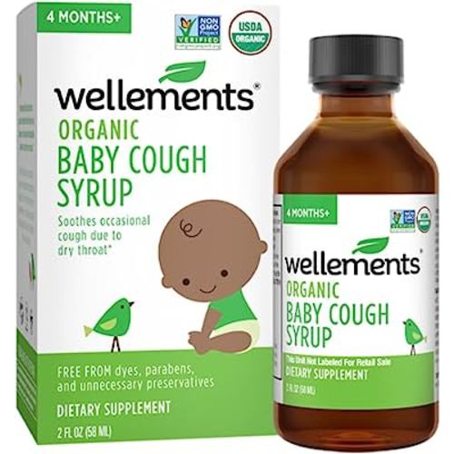 Wellements Organic Daytime Baby Cough Syrup | Soothes Occasional Cough Due to Dry Throat* | 2 Fl Oz, 4 Months +