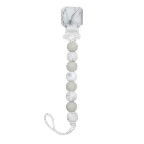 Gem Lolli Pacifier Clip - Marble Grey