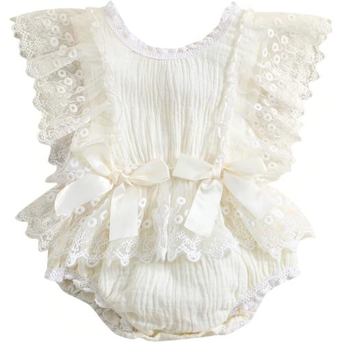 Baby Girl Clothes Floral Boho Lace Summer Baby Clothes Girls, 0-3M