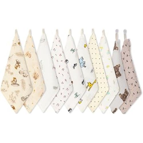 norinori Baby Msulin Washcloths Newborn Face Towel - Baby Muslin Burp Cloths 10Pack Soft Absorbent Natural Cotton Wash Towel 10"X10" Baby Bath Towels Wipes Baby Registry as Shower