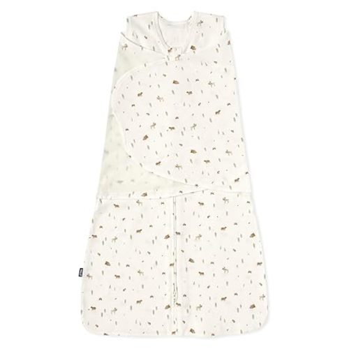 HALO 100% Cotton Sleepsack Swaddle, 3-Way Adjustable Wearable Blanket, TOG 1.5, Campsite, Newborn, 0-3 Months