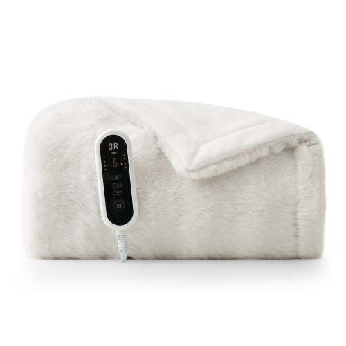 SnugCozy Bubble Faux Fur Electric Blanket - Cream White
