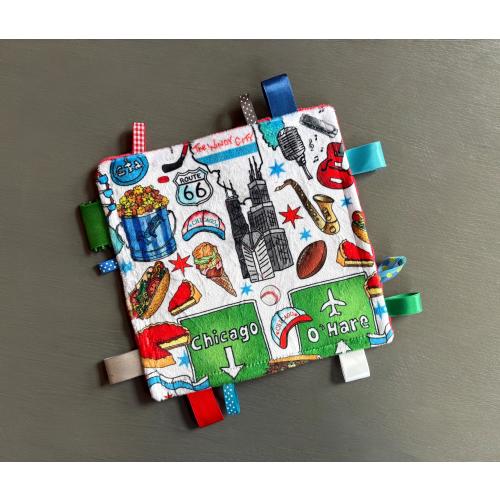 Chicago Baby Crinkle Toy: Minky Sensory Tag Mini Lovey