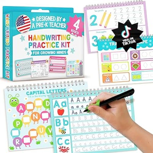 Hadley Designs Magic Grooved Writing Practice for Kids- Preschool Learning Activities, Letter Tracing for Kids Ages 3-5, Magic Book Handwriting Practice, Kindergarten Workbooks, Pre K Graduation Gifts