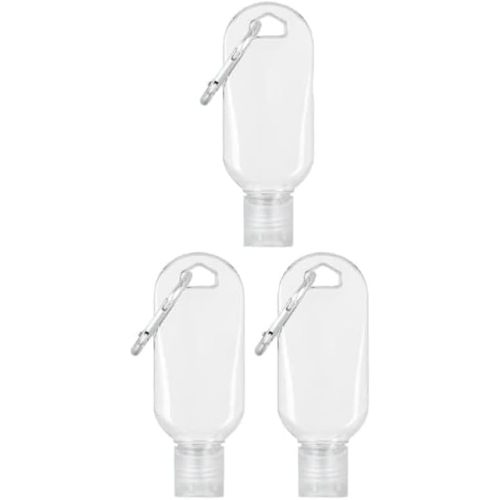 3PcsTravel Portable Keychain Hot Sauce Bottles, 2oz Travel Size, Refillable Containers, Hand Sanitizer Travel Size Holder with Keychain Empty Bottles Leakproof Squeeze Bottles with Flip Cap