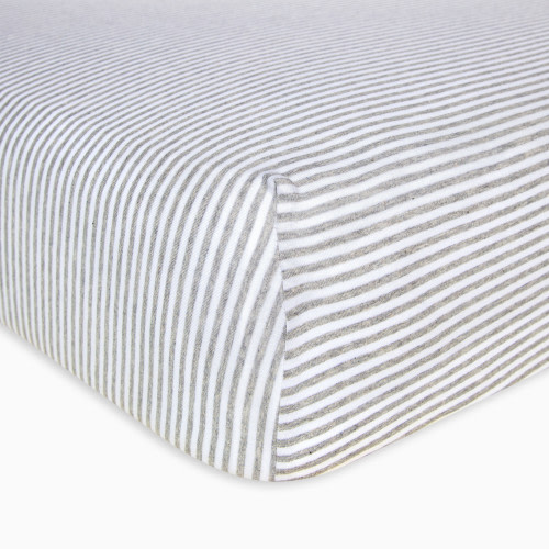 Organic Cotton Jersey Fitted Crib Sheet - Heather Grey Stripe