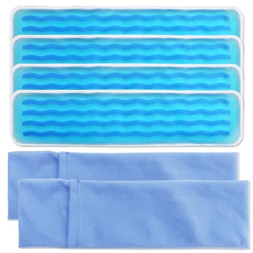 Postpartum Cold Pack, Perineal Cooling Pad Pregnancy & Hemorrhoid Pain Relief, Postpartum Ice Pack Pads with 2 Washable Sleeves (Blue (4 ice Pack+2 Fabric Cover))