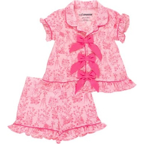 Short Sleeve Bow Ruffle Pajama Set, 12-18M