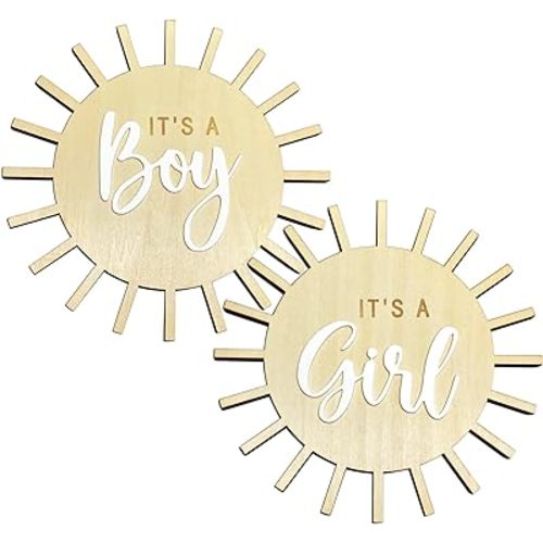 Double Sided Sun Gender Reveal Sign, Boho Sun Baby Boy or Girl Pregnancy Birth Announcement Wooden Sign, It's A Boy Girl Photo Prop, New Mom Gift, Sun Baby Shower Hospital Nursery Sign
