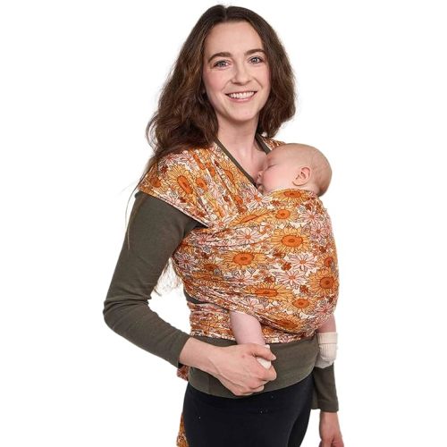 Baby Tula Stretchy Tencel™ Baby Wrap Carrier – Soft Newborn & Infant Wrap Sling, Ergonomic Hands-Free Baby Carrier, Breathable & Adjustable, Eco-Friendly for 8–25 lbs - Sunflower