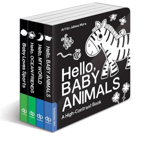High Contrast Baby Book Set: 4 Board Books for Newborns