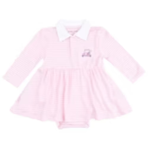 Long Sleeve Polo Bodysuit Dress - Baby Golf Carts - Pink – HoneyBug