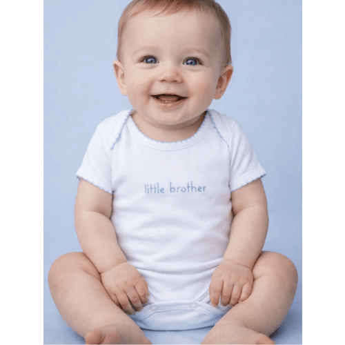 Magnolia Baby Boy Little Brother Embroidered Bodysuit